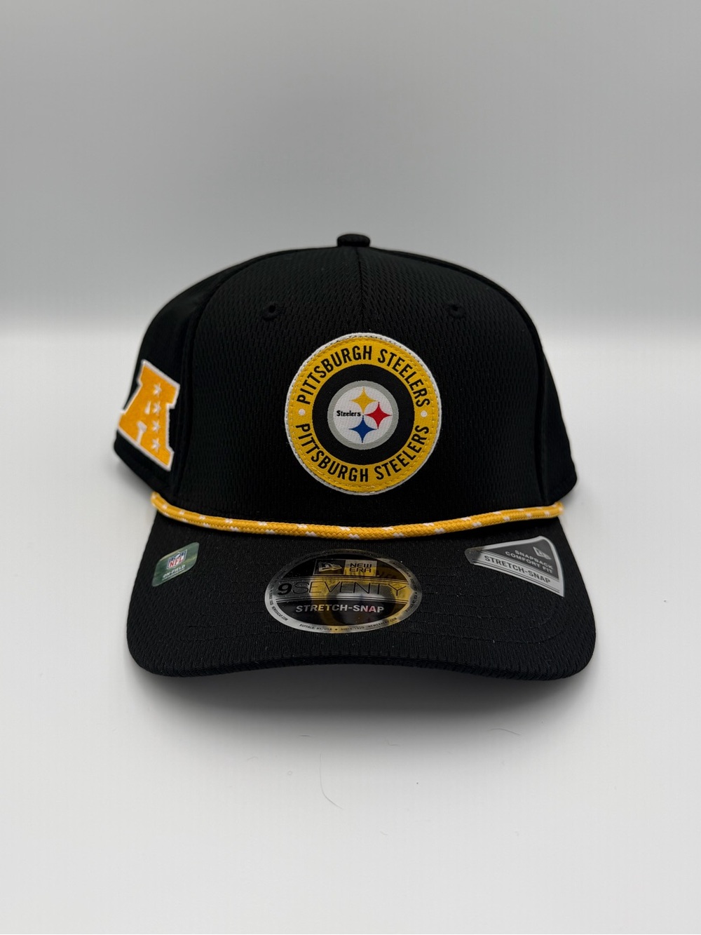 New Era 9SEVENTY Pittsburgh Steelers Rope Snapback Sideline Black Hat Cap NWT!